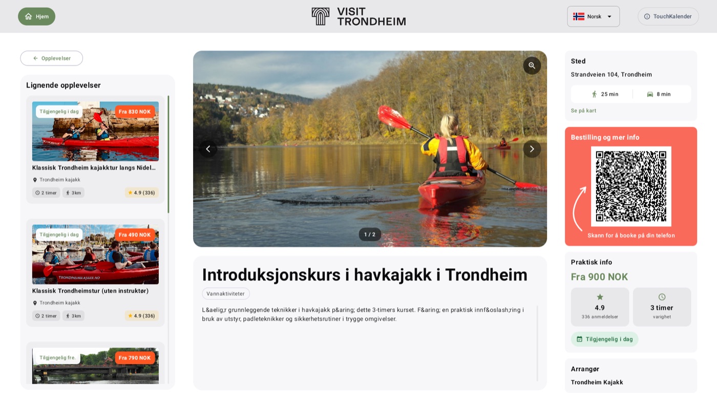 Opplevelsesvisning med QR-kode for booking på egen mobil